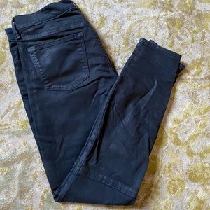 Gap black jeans with wax finish and panel details